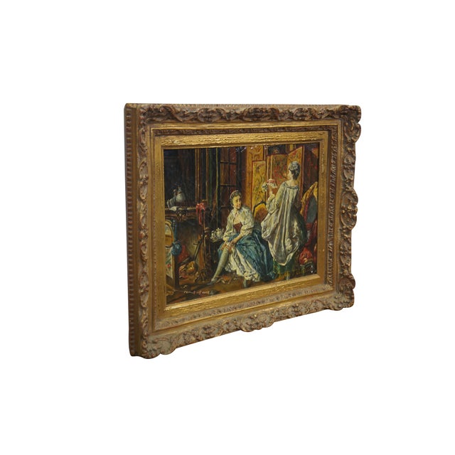 Realism 20th Century 'La Toilette' Rococo Oil Painting After Francois Boucher Framed For Sale - Image 3 of 11