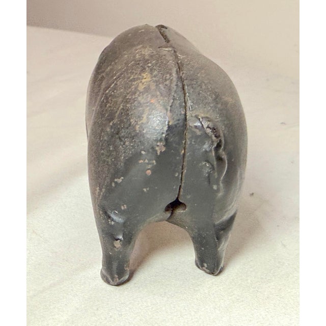 Black Rare Antique 1920's Original Figural Cast Iron Heavy Pig Piggy Still Bank For Sale - Image 8 of 10