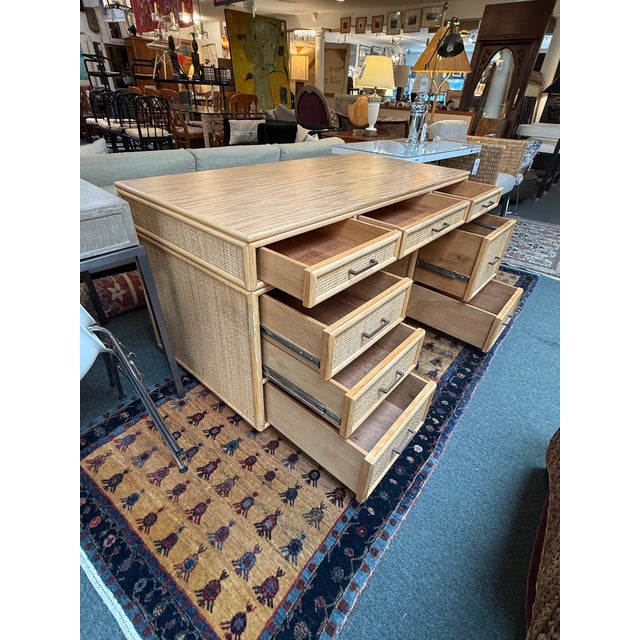 Bielecky Brothers Rattan Desk With Filing Drawers For Sale - Image 9 of 14
