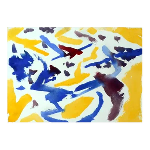 Yellow, Blue & Red Abstract by Les Anderson