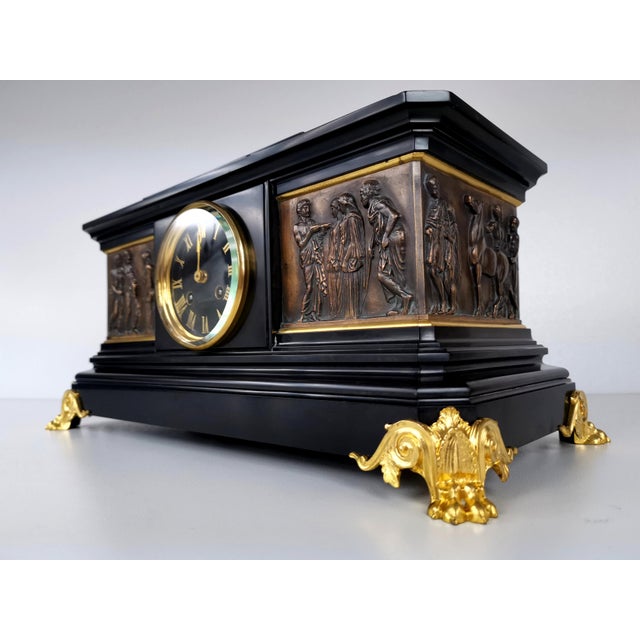 Antique French Bronze and Marble Mantel Clock by Ferdinand Barbedienne, 19th Century For Sale - Image 10 of 10