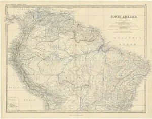 Antique Map of South America by A.K. Johnston, 1865