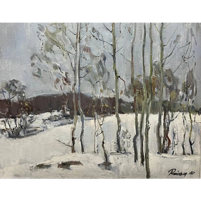 Leonid Vaichilia, Birches in the Woods, 1967, Oil Painting, Framed For Sale - Image 6 of 6