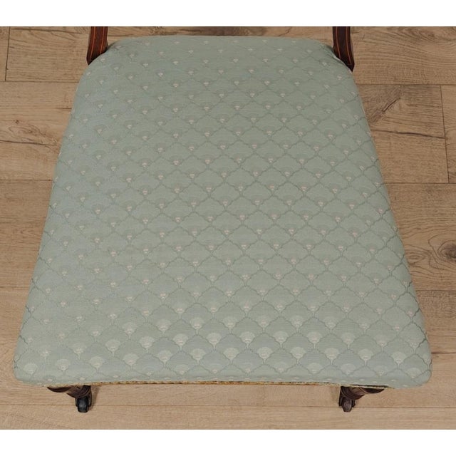 Brown Edwardian Nursing Chair with Inlaid Motif Castors Upholstery, 1910 For Sale - Image 8 of 15