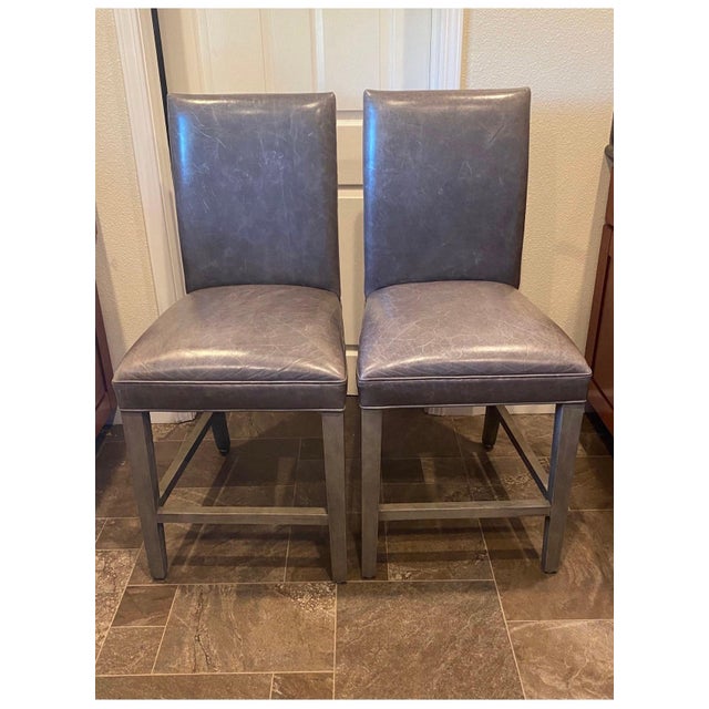 Restoration Hardware Hudson Parsons Leather Counter Stools - Set of 4 For Sale - Image 9 of 9