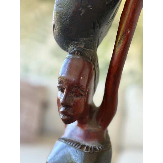 Brown Vintage East African Hand-Carved Hardwood Mother & Child Sculpture, 23.75”h For Sale - Image 8 of 9