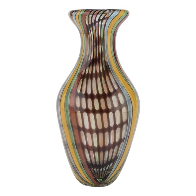 Rainbow Glass Vase with Colorful Stripes, Italy, 1970s For Sale