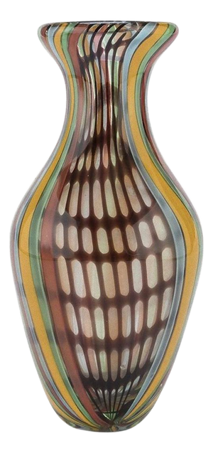 Rainbow Glass Vase with Colorful Stripes, Italy, 1970s