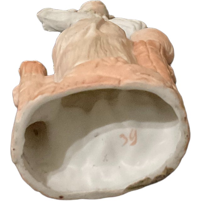 Vintage Victorian Bisque Porcelain Figurine of Woman by Fence For Sale - Image 5 of 6