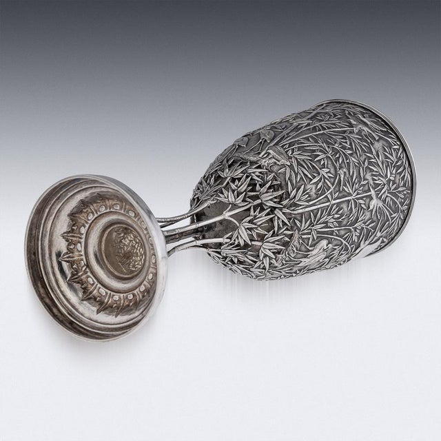Metal 19th Century Chinese Export Silver Goblet from Lee Ching, 1870s For Sale - Image 7 of 18