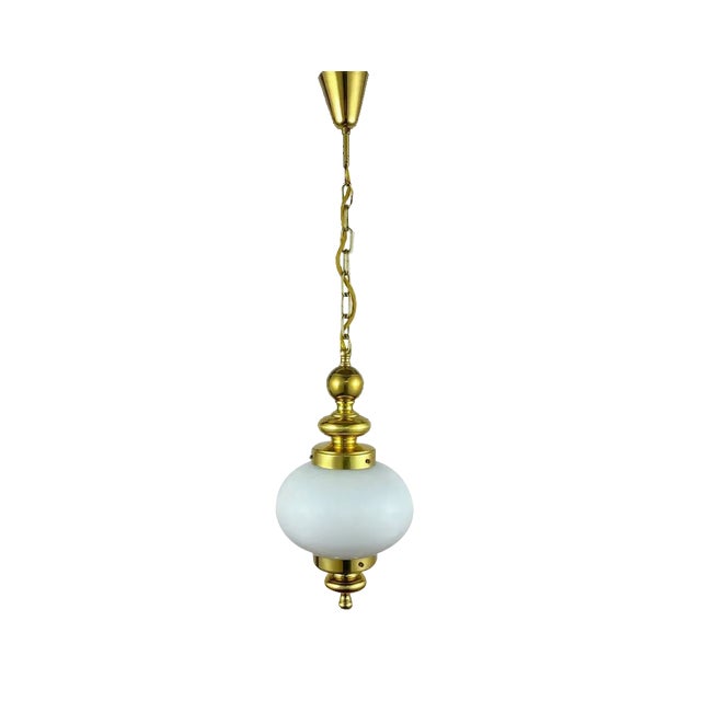 Art Deco Opaline Glass Chandelier For Sale