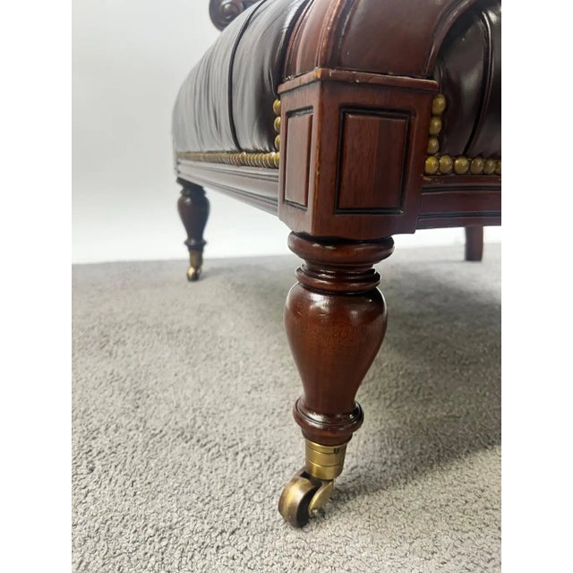 Chesterfield English Style Tufted Leather Library Chair & Ottoman by Hickory For Sale - Image 10 of 18