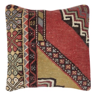 16"x16" Vintage Cushion Cover. Handknotted Rug Pillow. Rustic Throw Pillow For Sale