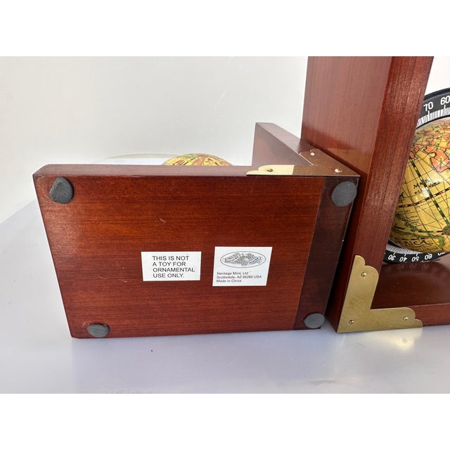 Vintage Olde World Spinning Globe Bookends For Sale In Palm Springs - Image 6 of 7