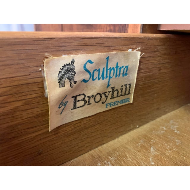 Vintage Broyhill Sculptra Credenza | 3 Drawers | 2 Cabinets | Partially Refinished For Sale - Image 12 of 12