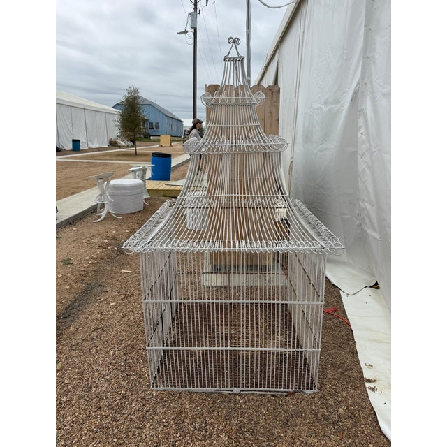 Metal Vintage Extremely Large Pagoda Top Birdcage For Sale - Image 7 of 10