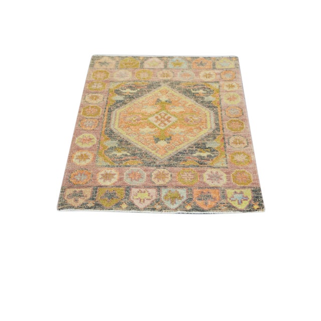 Oriental Hand Knotted Rug Turkish Oushak 2'4" x 3'1" For Sale - Image 9 of 9