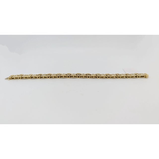 White Diamond Baguette and Round Bracelet 14K Yellow Gold For Sale - Image 4 of 5