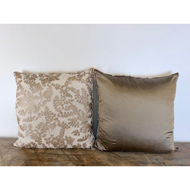 Textile Pair of Custom White Pillows W/ Fern Botanical Design For Sale - Image 7 of 11