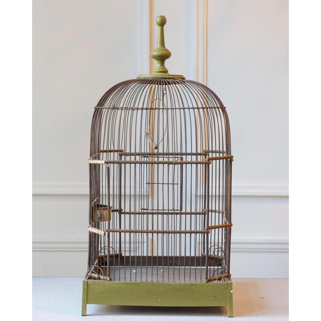 Late 19th-Century Green-Painted Wooden Birdcage For Sale In Atlanta - Image 6 of 8