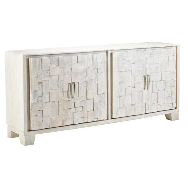 Introduce a touch of modern elegance with this 80" white washed sideboard, exuding charm and luxury. Hand-carved from...