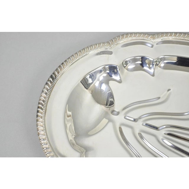 Metal Vintage English Regency Silver Plated Meat Cutlery Serving Platter Tray by Lb For Sale - Image 7 of 13