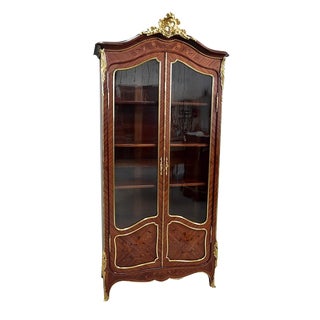 Napoleon III Louis XV Style Mahogany Bookcase Cabinet, 19th Century For Sale