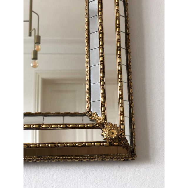 Large Vintage Venetian Brass Mirror – Gold Hollywood Regency, Spanish 1990s For Sale - Image 6 of 13