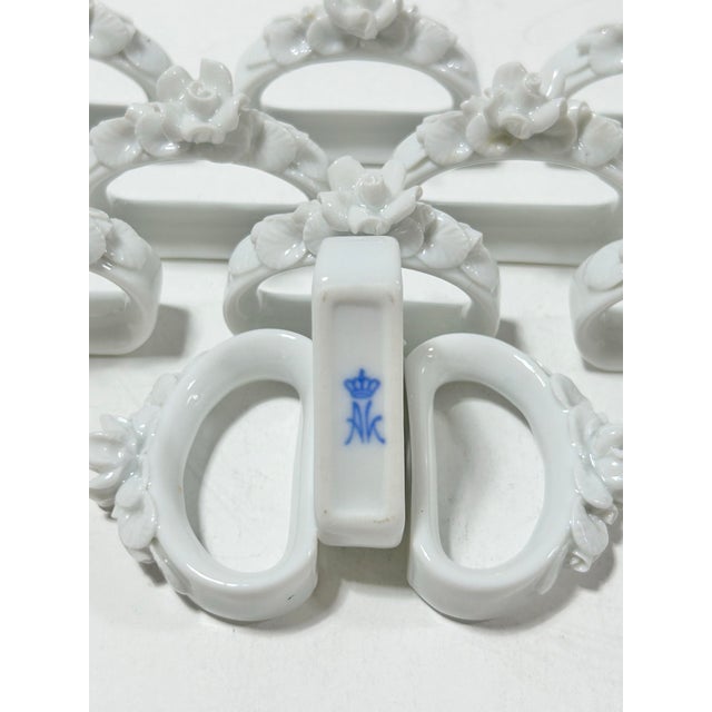 Vintage German White Porcelain Rose Napkin Rings, Set of 13 – Ak Kaiser For Sale - Image 9 of 11