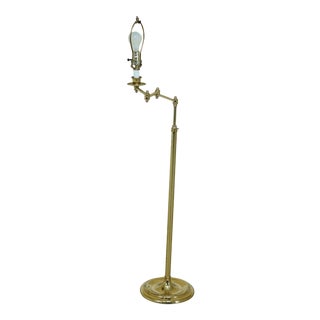 Brass Floor Lamp W Adjustable Arm For Sale