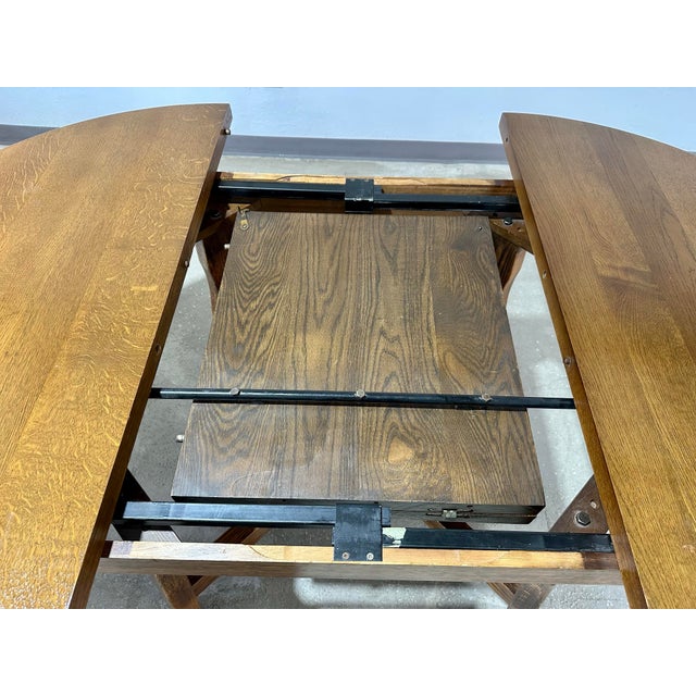 Wood 1970s Mid Century Guillerme Et Chambron Style Brutalist Oak Dining Table For Sale - Image 7 of 12