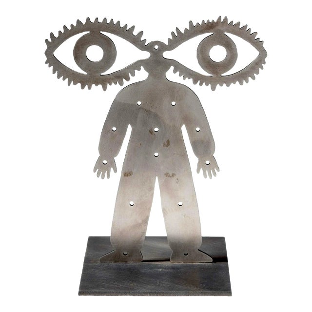 Grisha Bruskin, Russian Judaica "Vision" Abstract Kabbalah Figure Steel Sculpture Grisha Bruskin, 1992 For Sale