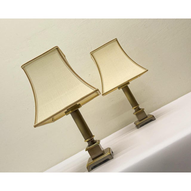 Goldenrod Neoclassic Style Table Lamps in Brass, 1970s, Set of 2 For Sale - Image 8 of 16