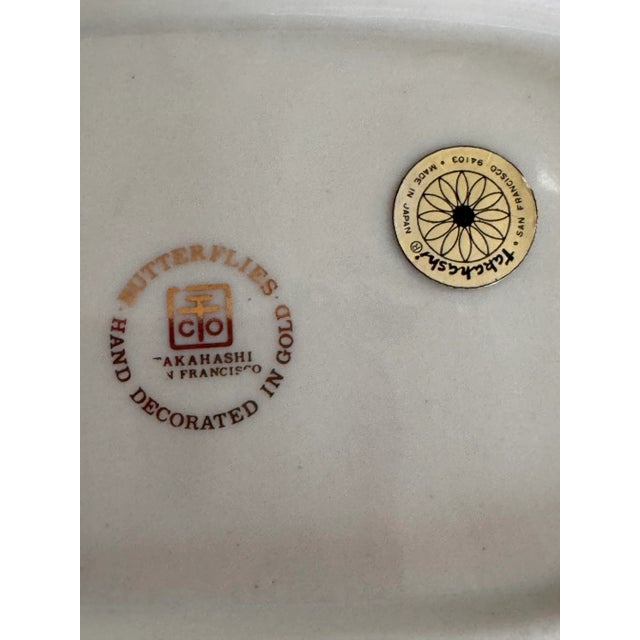 LastChance!1970's Akahashi Japan Gold Gilt Porcelain Butterfly Motif Soap Dish For Sale - Image 11 of 12