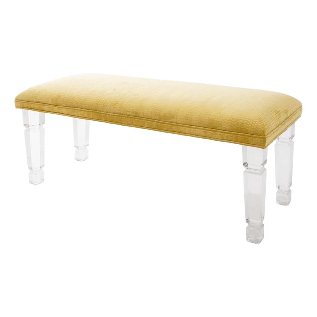 Modern Chartreuse and Acrylic Bench For Sale