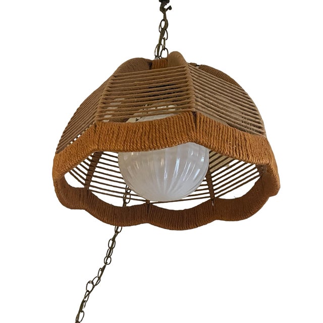 1960s 1960’s Hemp Rope Swag Light For Sale - Image 5 of 11