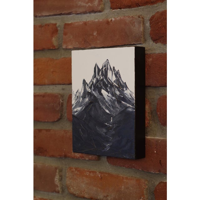 Abstract Crystallized by Todd Carpenter | Oil on board Black and white mountain landscape scene. For Sale - Image 3 of 3