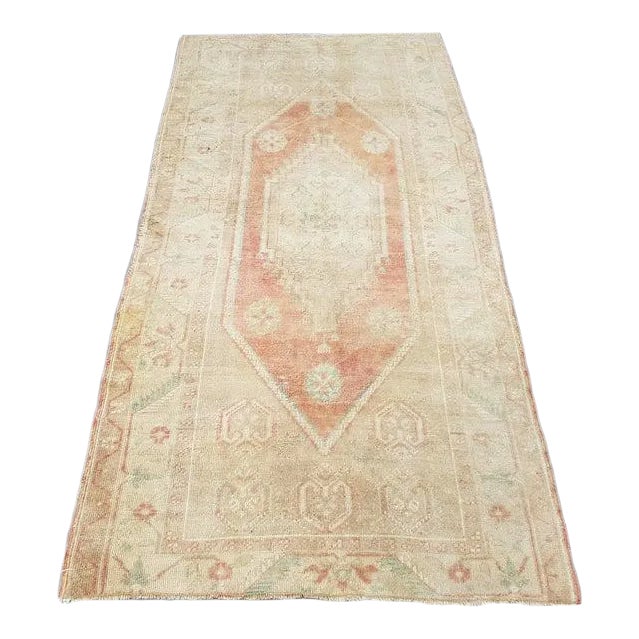 1960s Vintage Oushak Handmade Rug- 4′7″ × 8′4 For Sale