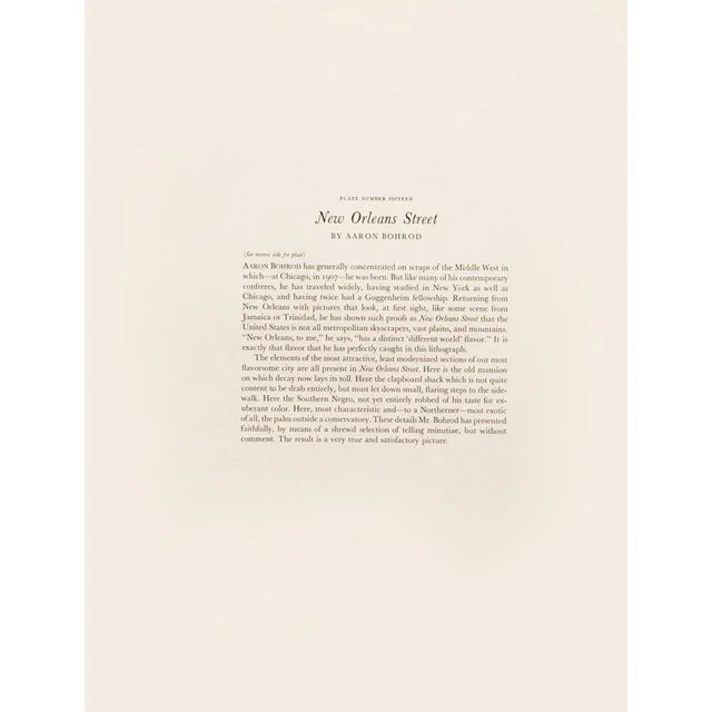 1939 After "New Orleans Street" by Aaron Bohrod, First Edition Period Offset Lithograph For Sale In Dallas - Image 6 of 11