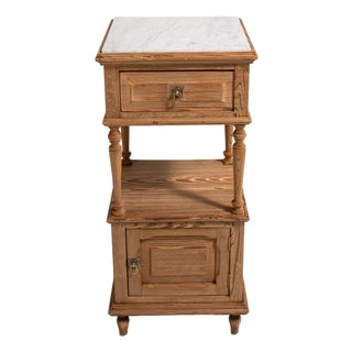 Oak Side Table with Marble Top, Antique, France, Early 20th Century For Sale