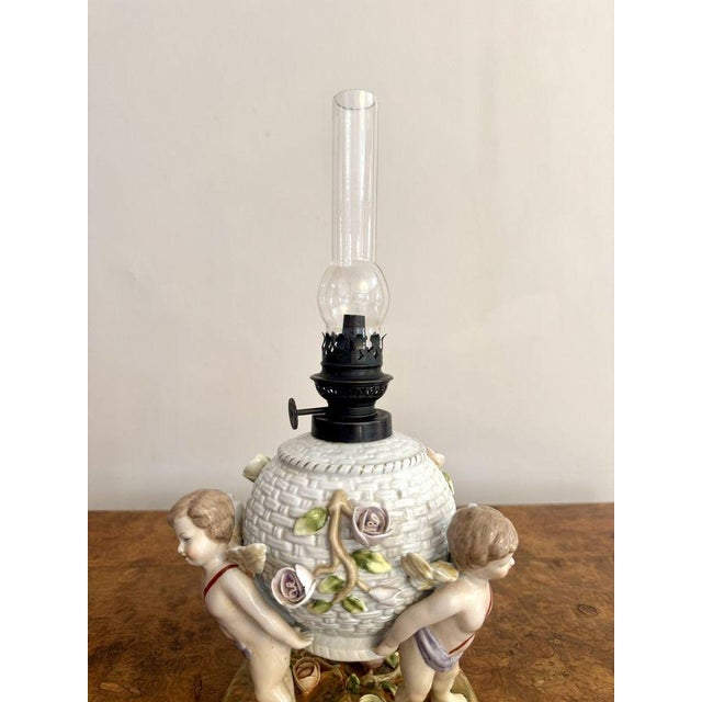 Antique Porcelain Oil Lamp from Sitzendorf, 1900 For Sale - Image 6 of 7