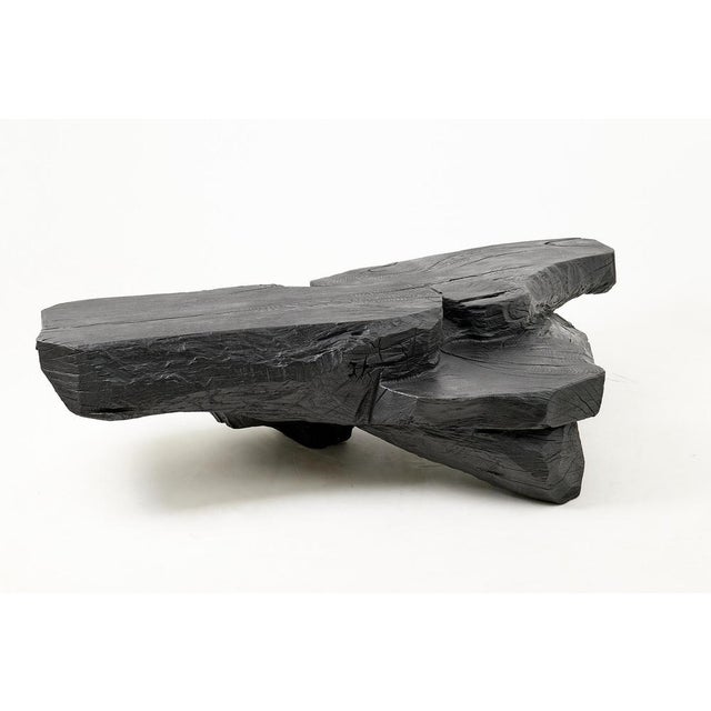 Sculptural Rustic Coffee Table in Burnt Black Wood by Logniture For Sale - Image 18 of 18
