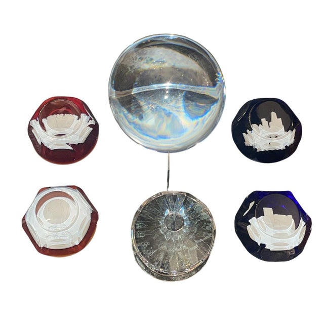French Late 20th Century Seven Baccarat Pieces Including Crystal Paperweights and Sirius Crystal Sphere For Sale - Image 3 of 10