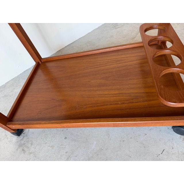 Mid-Century Modern Mid-Century Danish Modern Teak Cocktail Trolley Bar Cart For Sale - Image 3 of 12