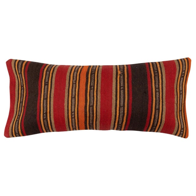 Traditional 14"x28" SET OF 2 - Hand-Woven Kilim Cushion Covers. Vintage Lumbar Pillow Covers For Sale - Image 3 of 4