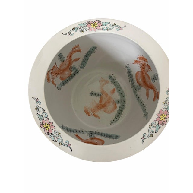 Vintage Chinoiserie Floral Fishbowl Planter For Sale - Image 4 of 5
