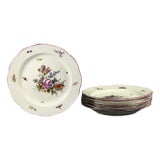 1870-1882 KPM Berlin Plates With Flowers & Insects, Deutsche Blumen - Set of 6 For Sale