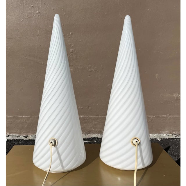 1970s Mid-Century Murano Glass Table Lamps - Hand Blown - Vetri Murano - a Pair For Sale - Image 5 of 9