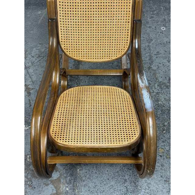 Brown Vintage Thonet Style Bentwood Rocking Chair For Sale - Image 8 of 12
