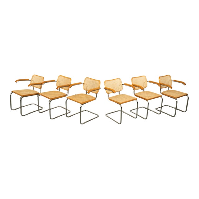Knoll 1973 Mid Century Modern Knoll International Marcel Breuer Cesca Chairs- Set of 6 For Sale - Image 4 of 12